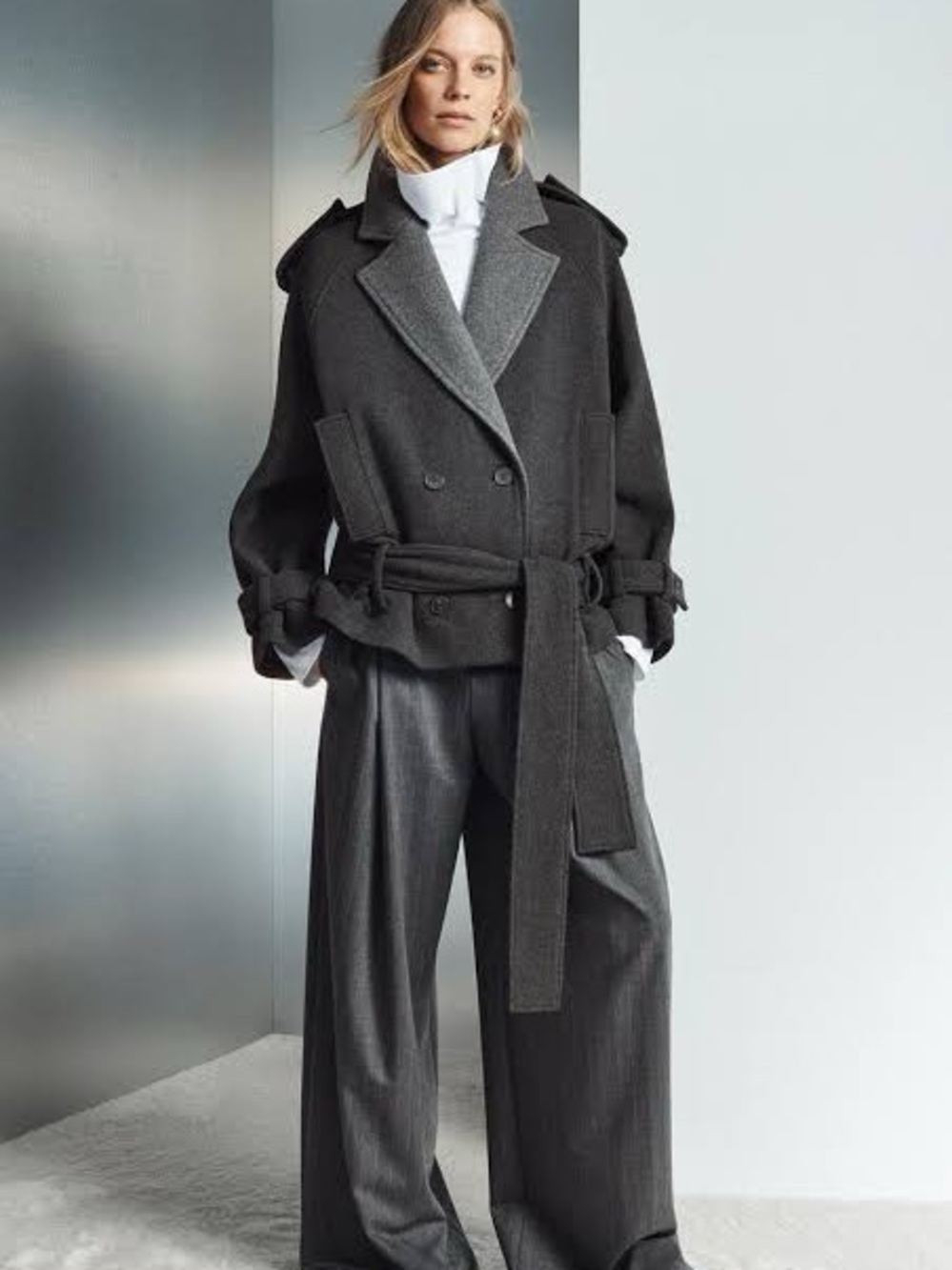 Zara Wide Leg Pants in Charcoal Gray